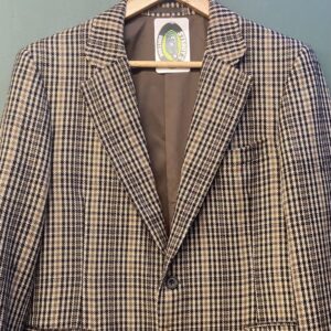 1990s Burberry Tan Houndstooth 2 button wool blazer