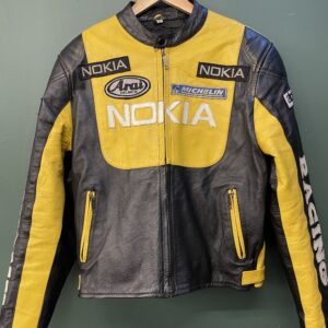 90s Nokia Michelin leather jacket M